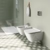 Catalano Green 55cm Zestaw Miska WC bezkołnierzowa SilentFlush z deską wolnoopadającą i mocowaniem biały połysk 1VS55RGR00/0411550001 + 5GR55STP00/0451200001 + 5KFST000/9056060000
